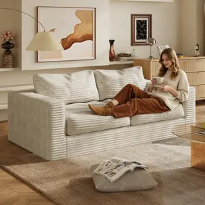 WLIVE Boneless & Plush Loveseat Sofas for Living Room, Giant Floor Bean Bag Couch for Adults, Upholstered Multi-Size Comfortable Couches with Pillows