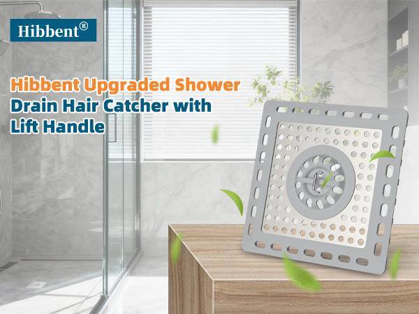 Hibbent Upgraded Shower Drain Hair Catcher, Shower Drain Cover for Bathroom Floor 4" Drain, Anti-Clogging Bathtub Drain Strainer, Stainless Steel Kitchen Sink Drain Strainer with Handle, Grey