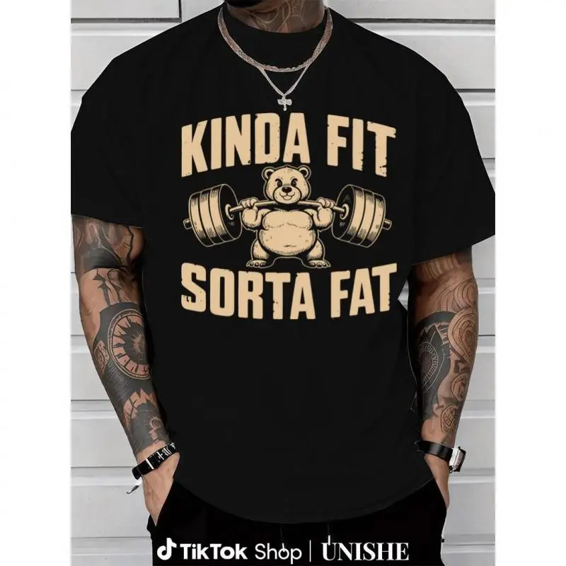 Funny Weightlifting Bear Tee – 100% Cotton Heavyweight Oversized Gym Shirt