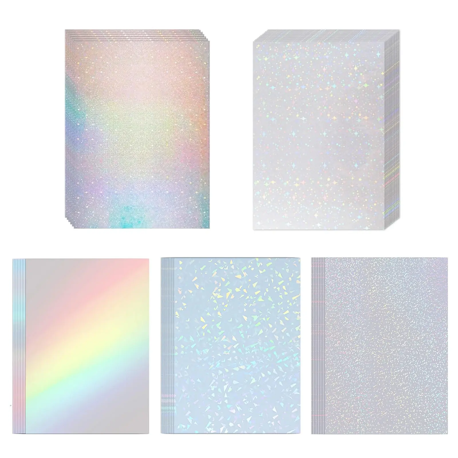 20 Sheets A4 Holographic Cold Press Vinyl Scrapbook Stickers, Self-Adhesive Waterproof Material, 8.3x11.7 Inches, Ideal for Business Printing and Handmade Crafts