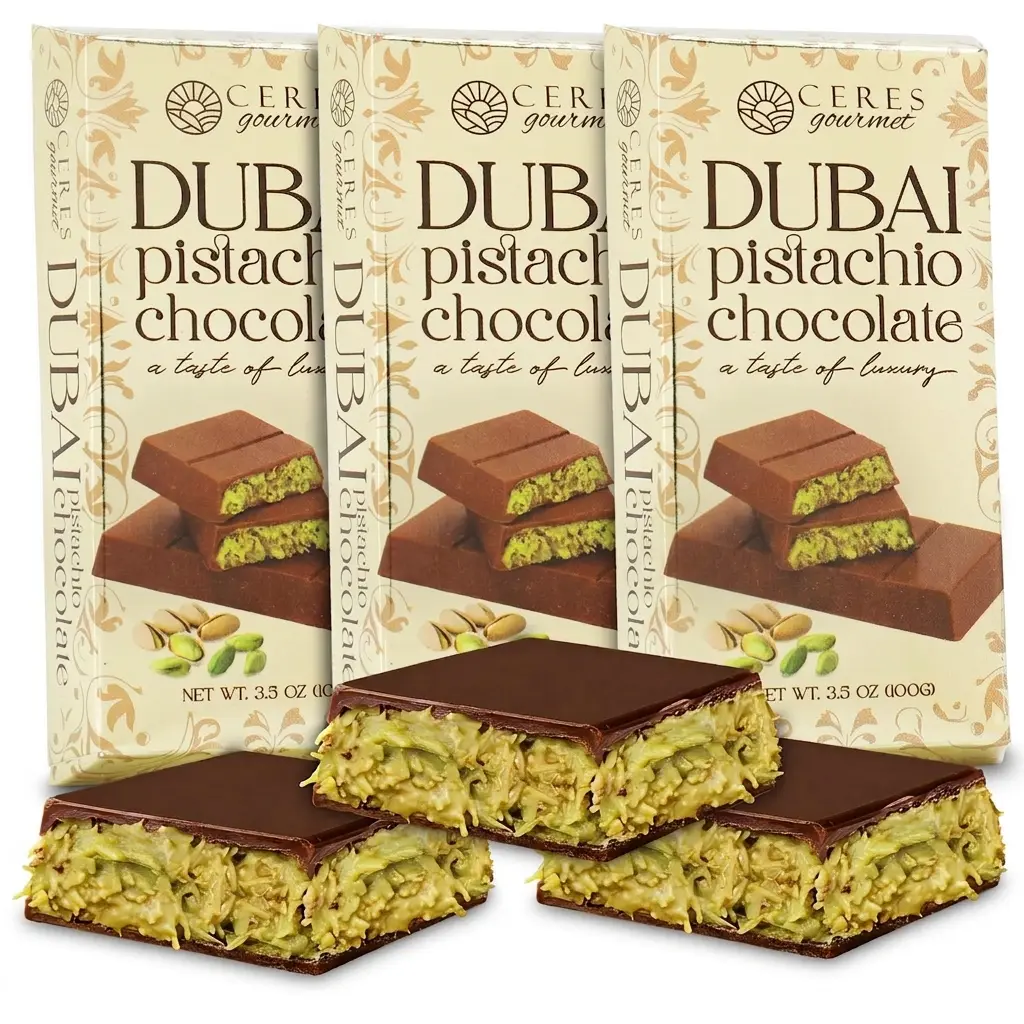 Dubai Chocolate Bar Pistachio Milk Chocolate and Knafeh - 3 packs (3x3.5 Oz) | TikTok