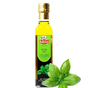 Basso 1904 Basil Infused Extra Virgin Olive Oil – Italian Finishing Oil – 8.5 fl oz (250 ml)