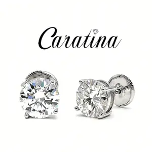 Caratina 1CT/2CT Premium Moissanite Solitaire Stud Earrings Perfect Birthday Mother’s Day Christmas Birthday Mother's Day Gift for Men Women Wedding
