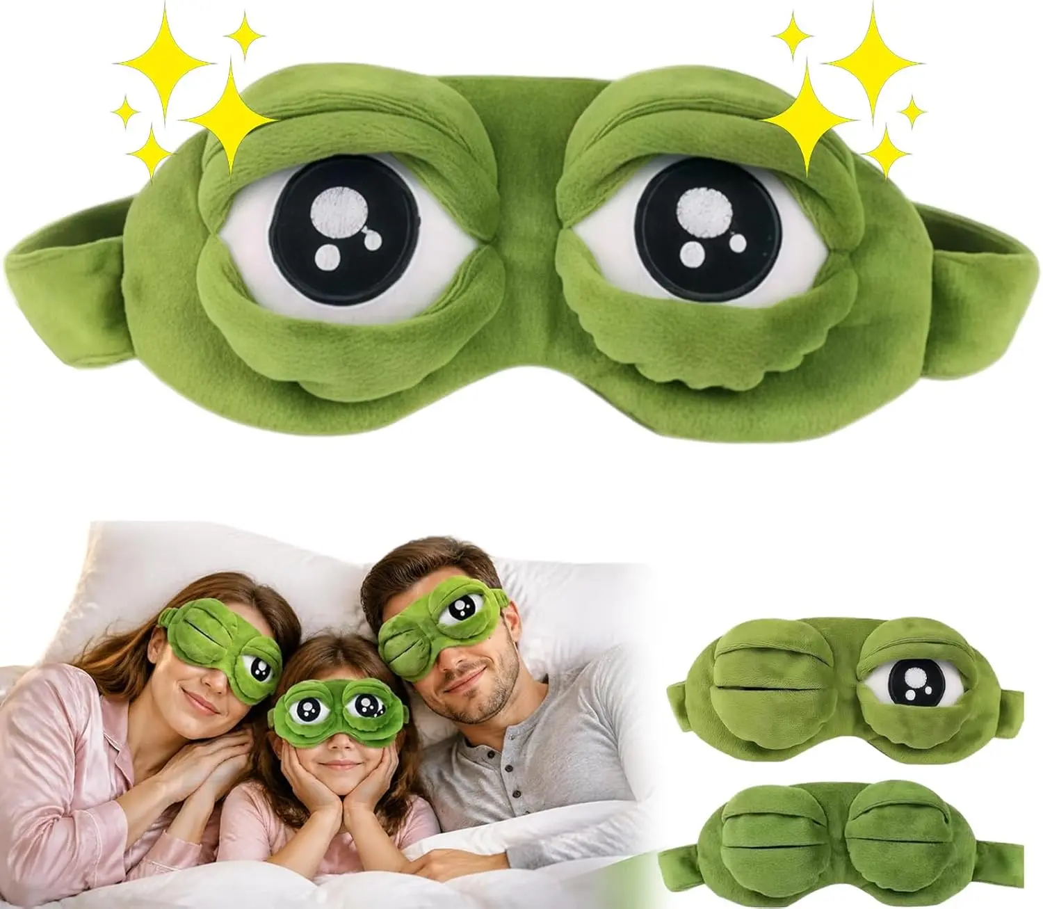 3D Frog Sleep Mask, Funny Cute Frog Eye Mask Plush Blindfold Travel Sleep Masks Super Soft ，Block Out Light Blindfold with Adjustable Eyelids for All Groups of People