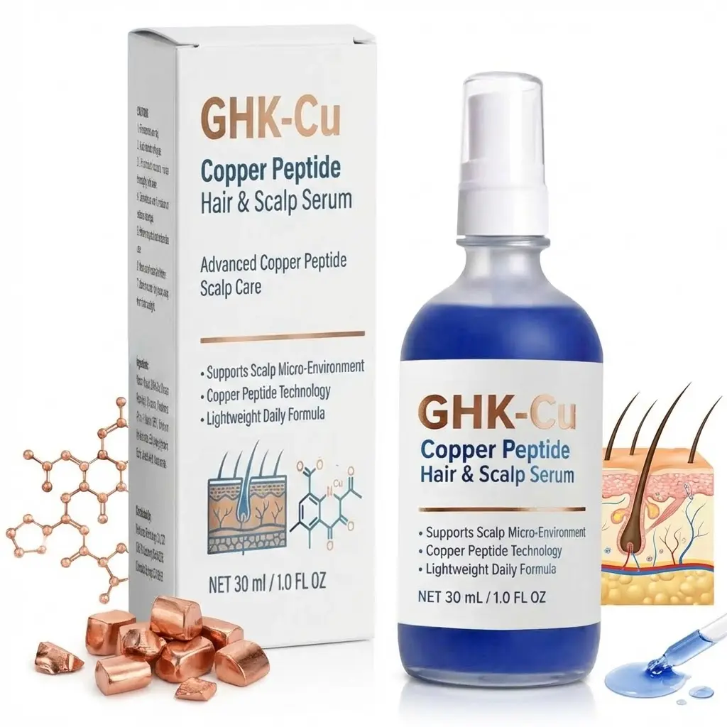 GHK-Cu Copper Peptide Hair & Scalp Serum – Advanced Scalp Care – Supports Hair Thickness & Strength – Lightweight, Non-Greasy, Leave-In Formula – Clinically Tested – 30ml (1 fl oz)