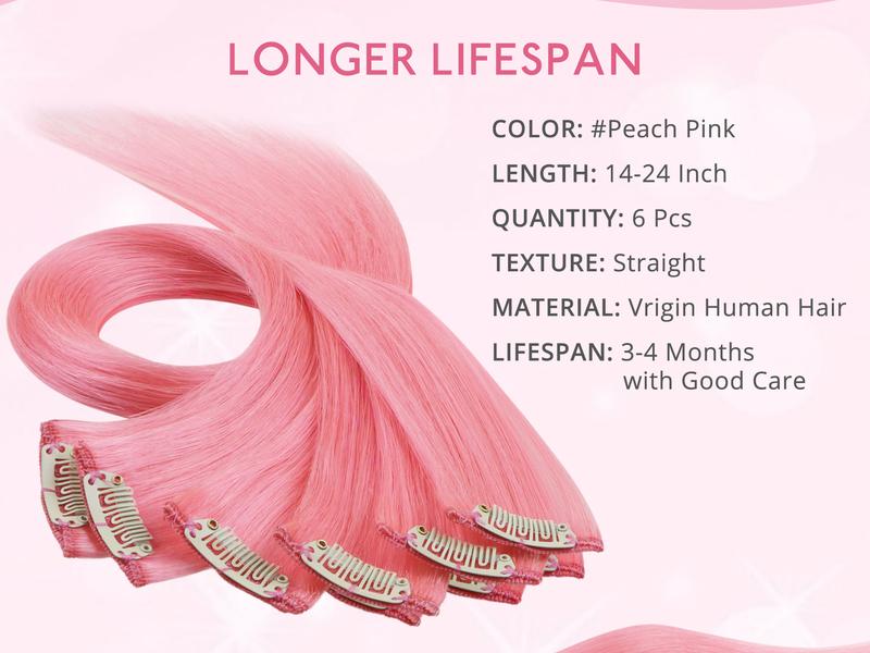 WENNALIFE Colorful Clip in Hair Extensions Human Hair 30g 6 pcs for Women with Burgundy Red 14-24 Inch Soft Silky Texture Easy Clip-In