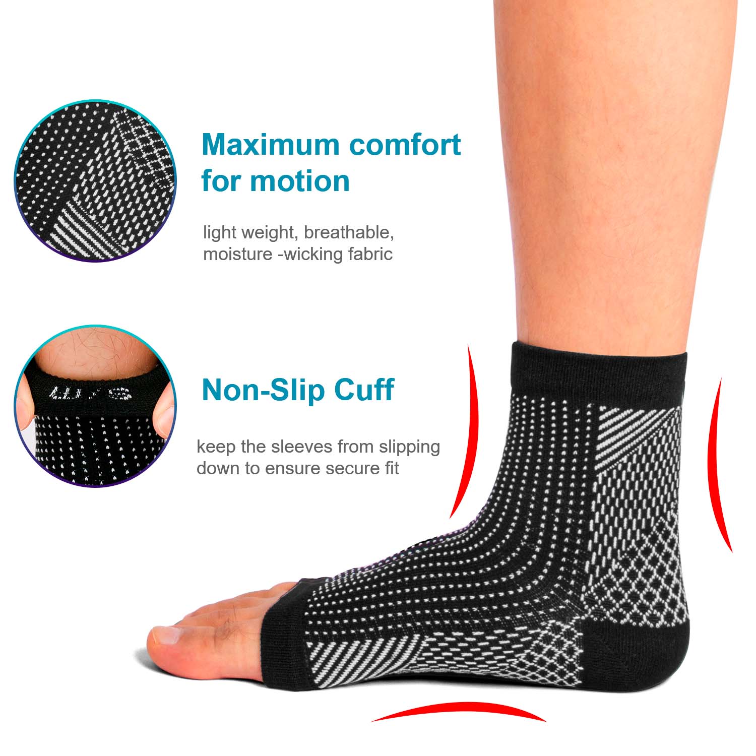 4Pairs Foot & Ankle Brace Socks for Sprained Ankle Compression Sleeve, Plantar Fasciitis Relief Brace, Foot Support for Women & Men