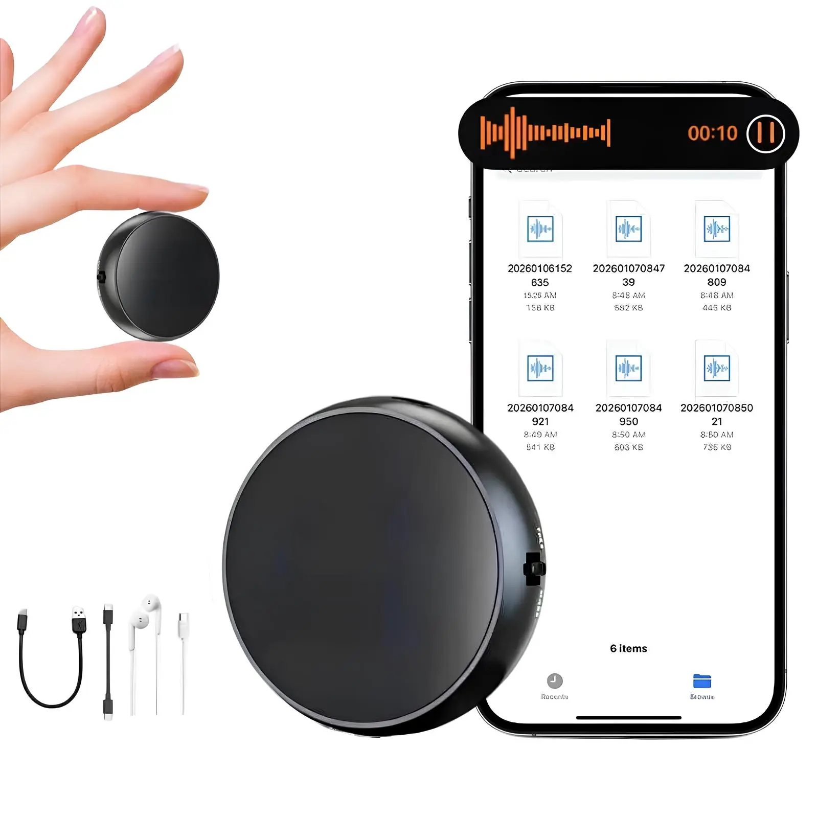 Ultra Magnetic USB Voice Recorder - 1-Touch Smart Recording, HD Noise Reduction, Long Battery Life, Large Storage, OTG-Included Recording Voice Recorder, Recording Voice Recorders Audio Device