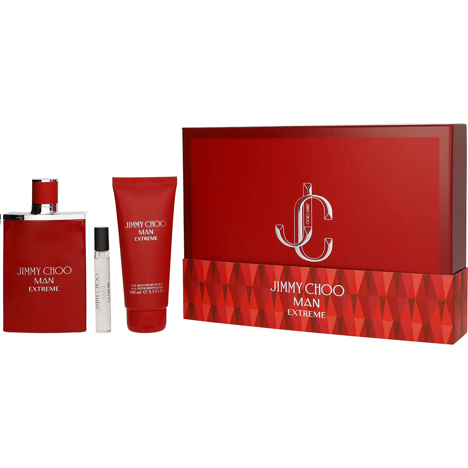 Jimmy Choo Man Extreme Set-Eau De Parfum Spray 3.4 Oz & Shower Gel 3.4 Oz & Eau De Parfum Spray 0.25 Oz For Men