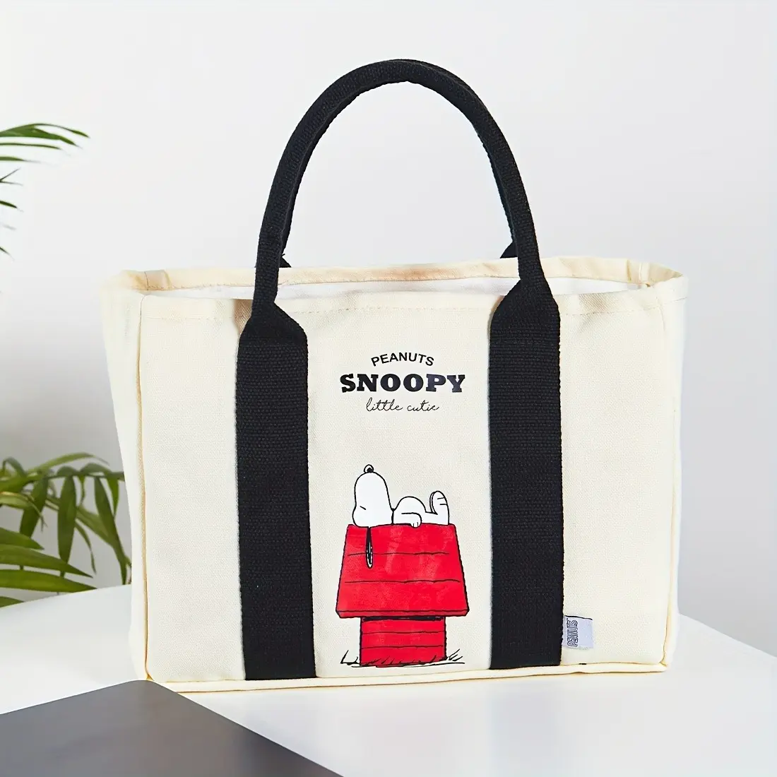 Miniso Snoopy Summer Adventure Lightweight Versatile Tote Bag - Creamy White Large Reusable Shopping Tote, Home Organizer, Ideal for Beach & Picnics, Cute Gift for Women, Reusable Tote Bags, Back To School