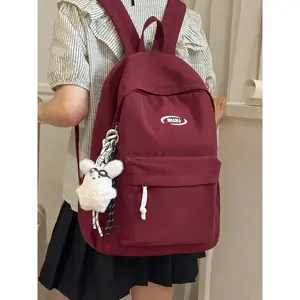 Women's backpack, solid color, clean color, backpack with letter zipper, fashionable, versatile, casual and simple, Durable Backpack, suitable for students to go to school, campus, commuting, business travel, shopping, women's backpack