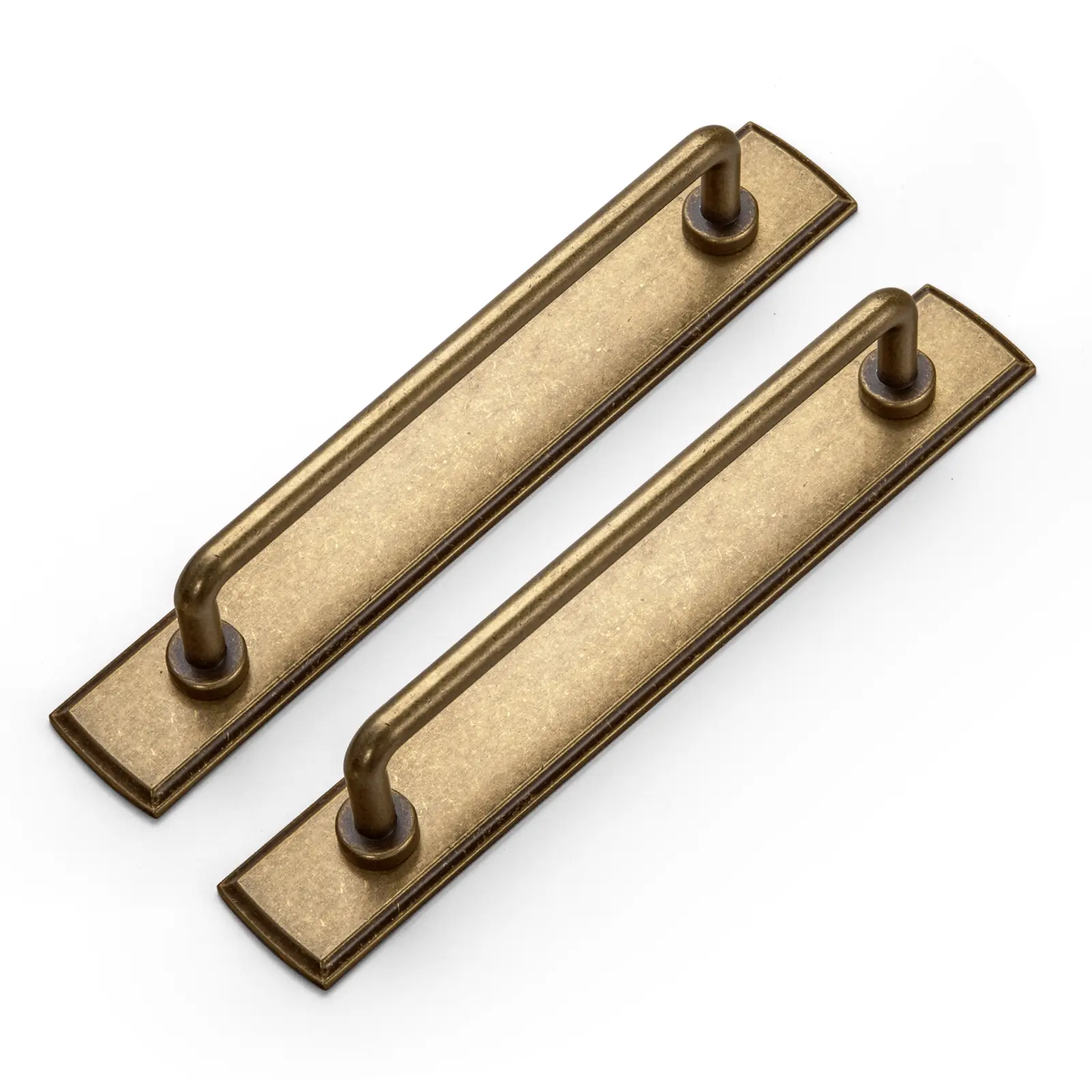 2 Pcs Elegant Antique Brass Cabinet Bar Pulls with Backplate - Classic Retro Door Handles for Home Kitchen Closet, Vintage Hardware for Decoration & Home Enhancement