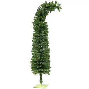 HOMCOM 6ft Whimsical Pencil Christmas Tree, Slim Artificial Christmas Tree with Bendable Top, 400 Branch Tips and Metal Base, Home Indoor Party Holiday Decoration, Green