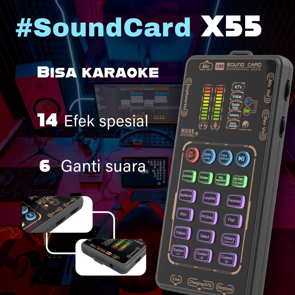 Portable X55 Pro voice changer kit, multifunctional voice changer set, multifunctional mini sound card, comes with 8 voice change modes and fun sound effects, perfect for gaming, dubbing, a must-have for content creators, vias payment custom