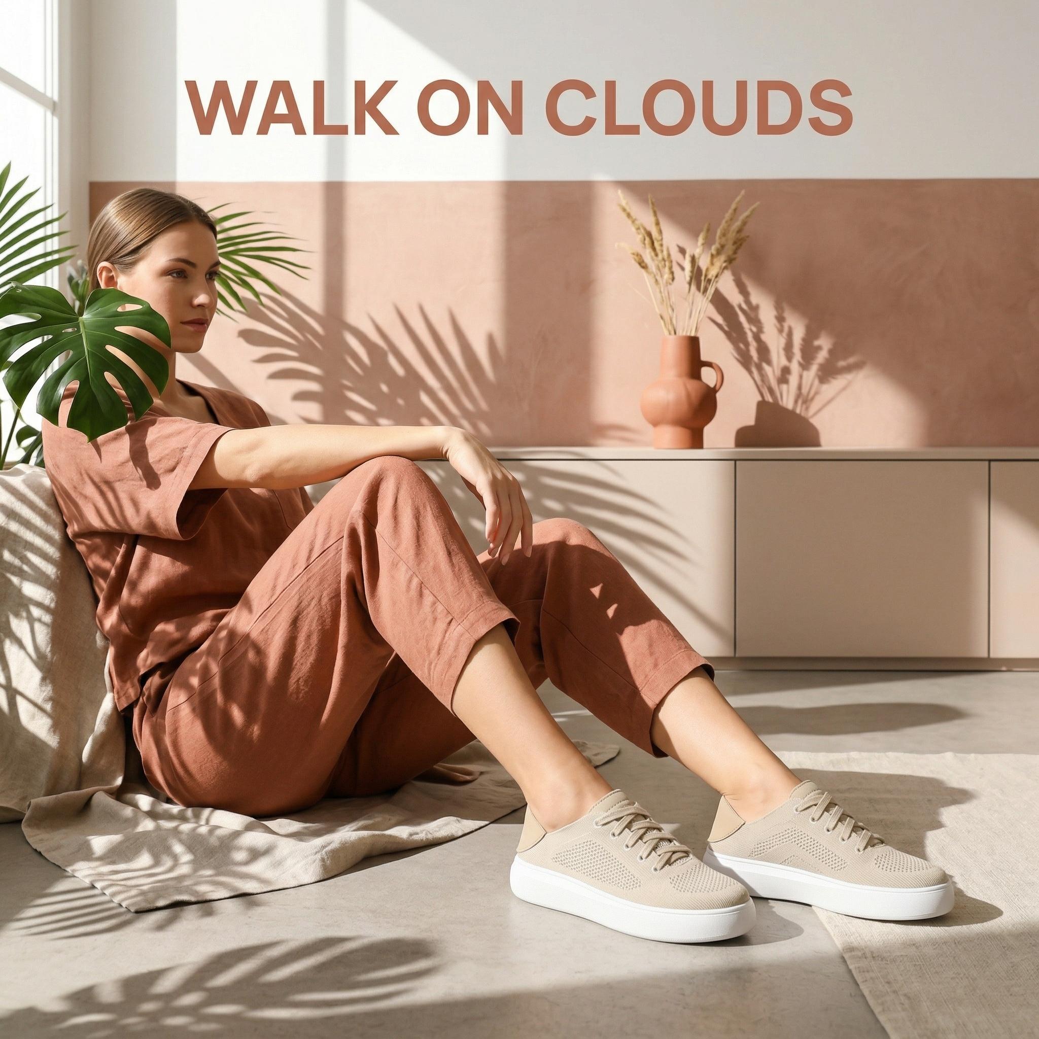 UBFEN Breathable Slip On Sneakers Women Lace Up Comfort Casual Shoes