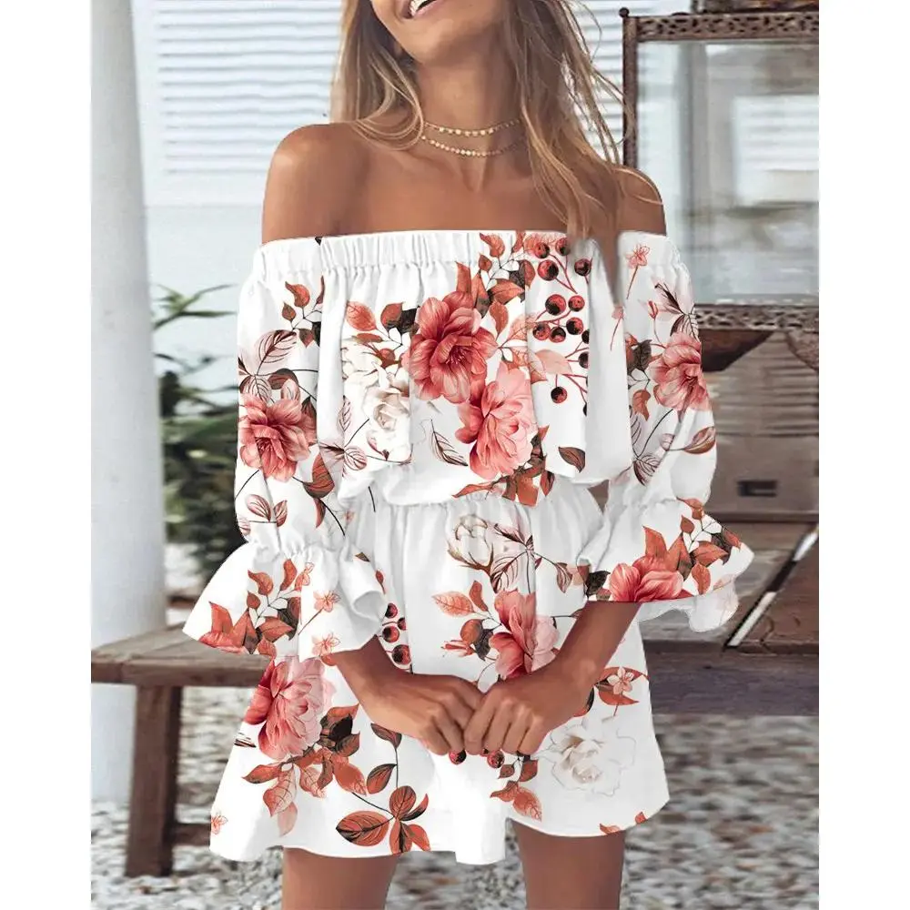 White floral print
