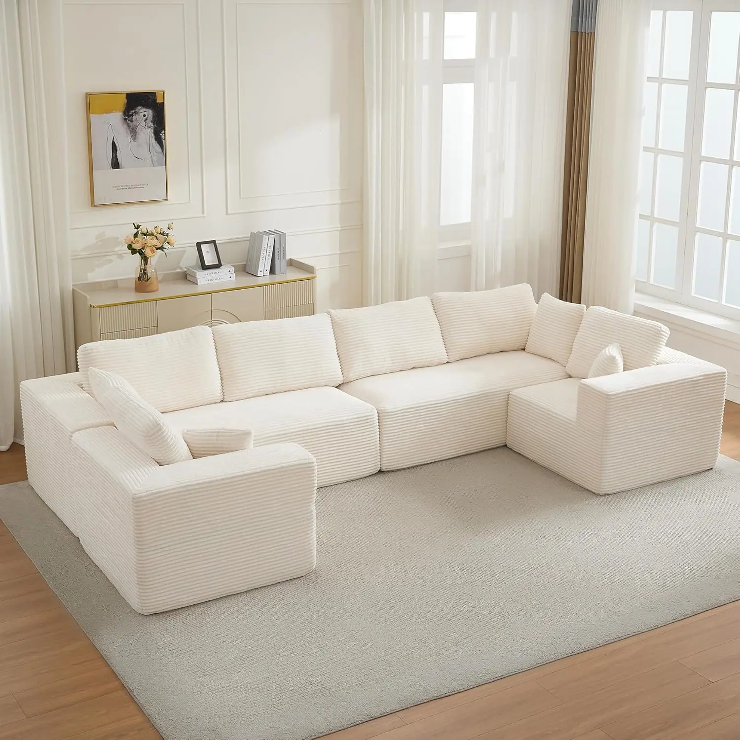Beige-4 Seater - U Shape