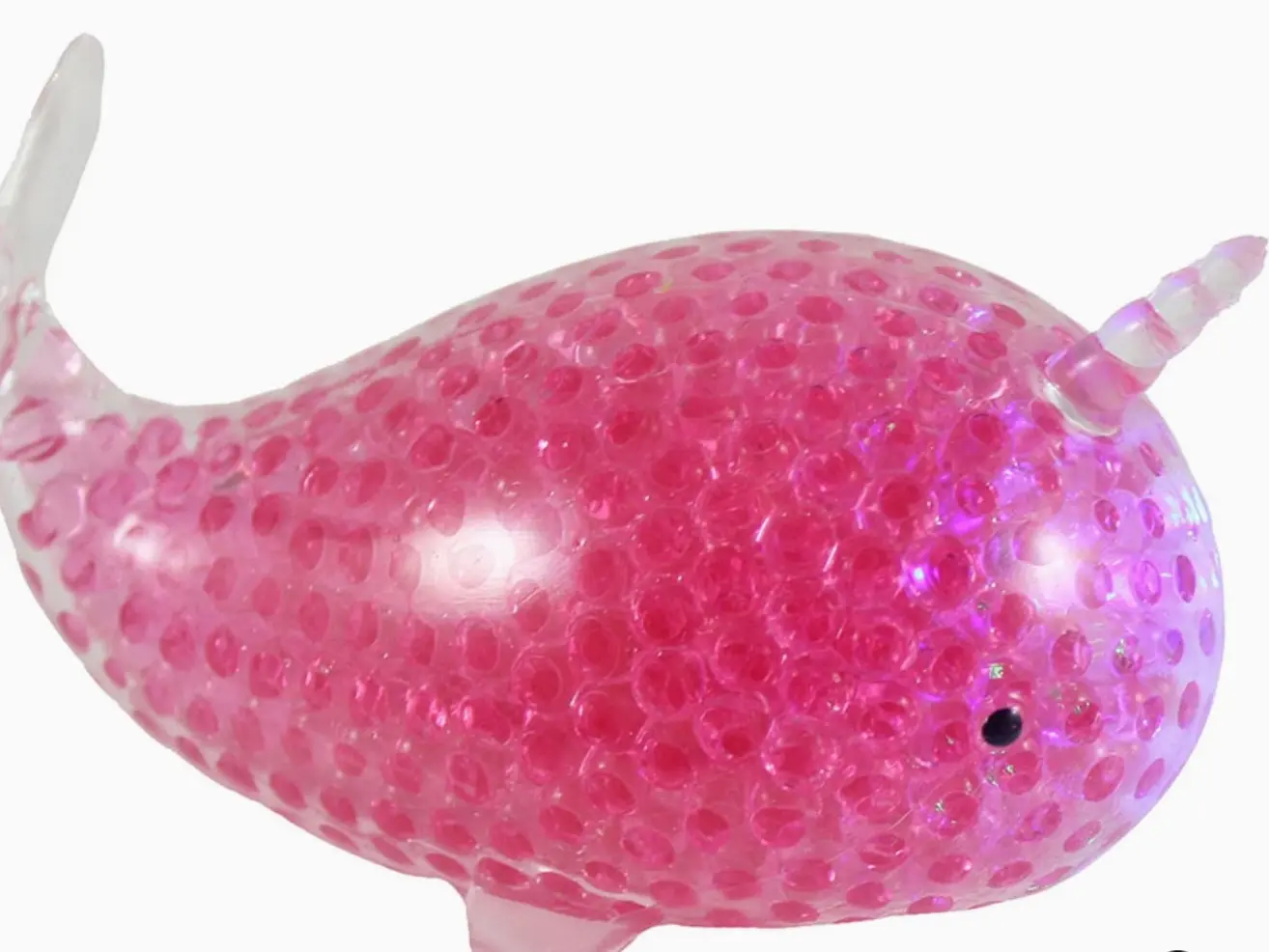 Light Pink Narwhal Orbeez Water Beads Stress Relief Squishy - Soft Squishy Sensory Desk Fidget Toy, Adorable Pink Narwhal Design, Unisex, Unicorn-Style Horn, Fun Tactile Experience, Squeeze and Stretch, Sensory Friendly