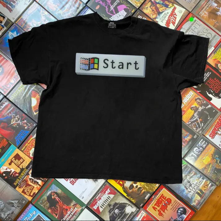 Windows 95 Promo Black Tee, Urban Street Style Vintage Graphic Tee Unisex Top - Y2K Grunge Aesthetic, Top Menswear Womenswear Streetwear
