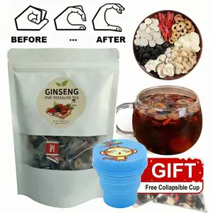 ginseng five tea herb infusion is a soothing naturally crafted blend featuring ginseng goji berries and red dates it is a comforting daily pick me up with a mild earthy sweetflavor enjoy it hot  moment any time of day wolfberry liver treasure body packet