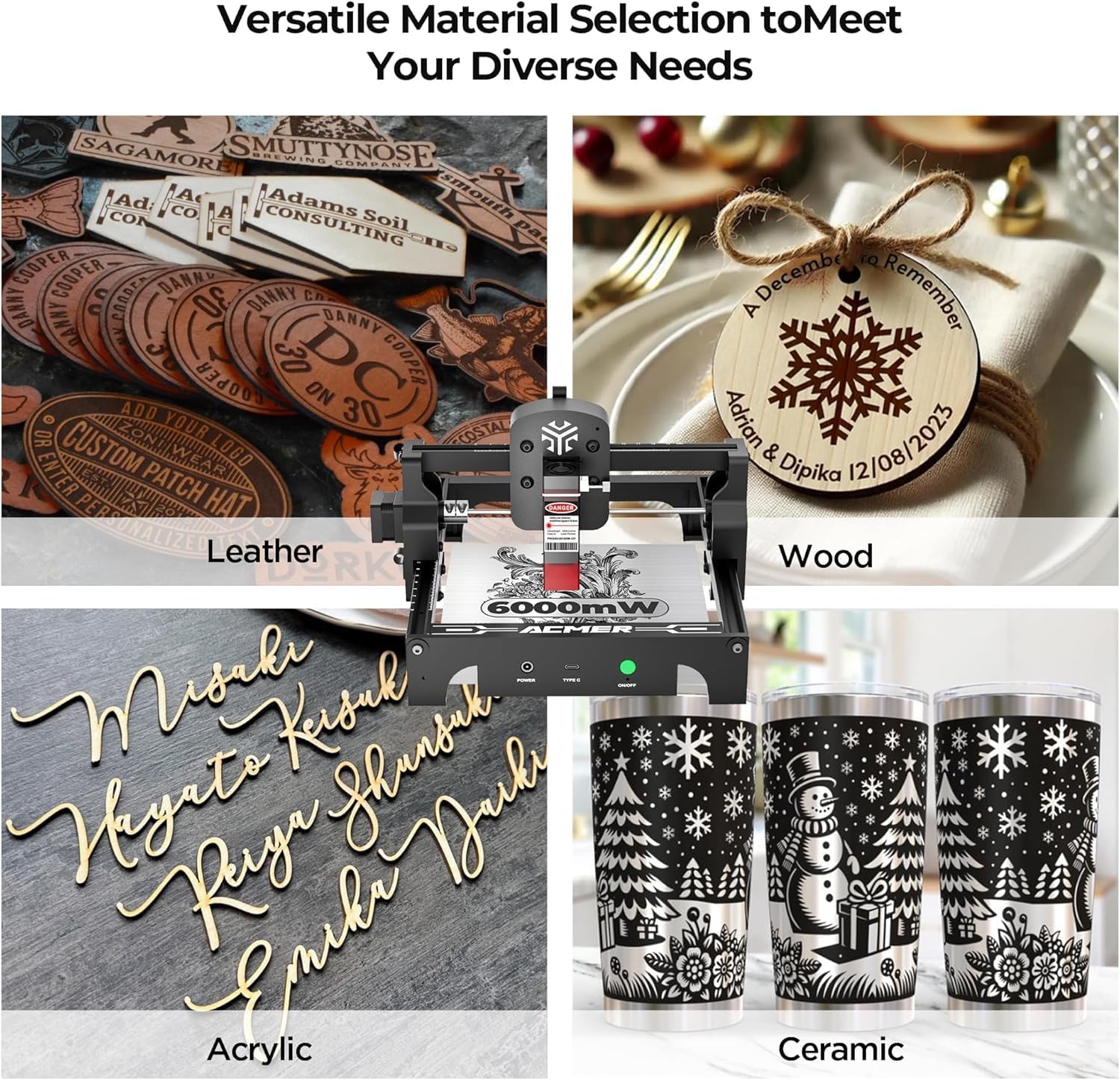 ACMER S1 6W Laser Engraver & Cutter - 10000mm/min, All-in-One, High Precision - Engrave Wood, Acrylic, Leather, Ceramic - Festive Decor Maker