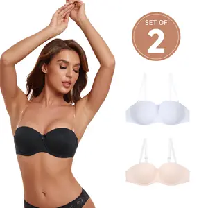 2PCS Minimizer Bras for Women Comfort Underwire , Comfortable  bras for women Bridal straplessbra Minimalist Sexy Lingerie, V-neck Spring-Summer Comfort