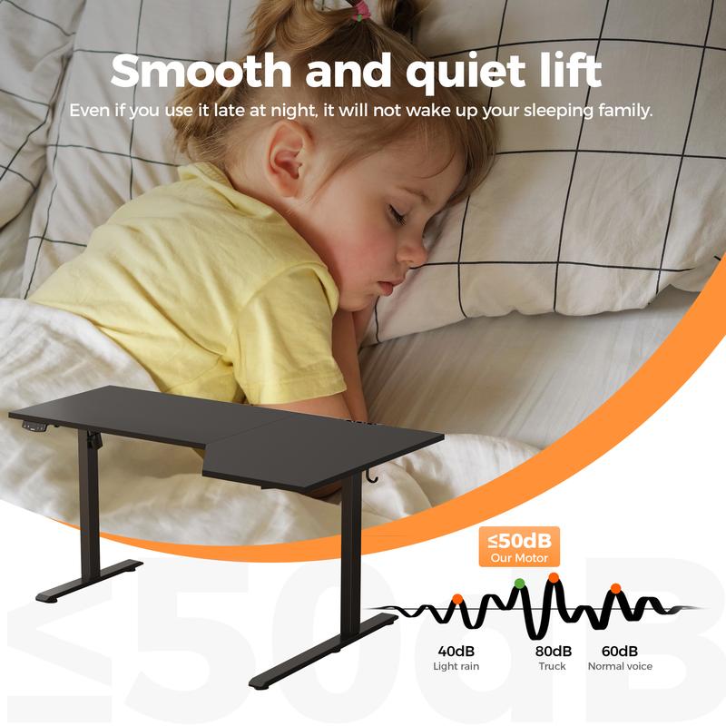 Agilestic L-Shaped Electric Standing Desk, Height Adjustable Sit-Stand Desk for Home Office, Ergonomic Computer Desk with Splice Board, Black/Rustic Brown/White/Oak