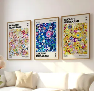 Takashi Murakami Print Set of 3 – Colorful Flower Pattern Posters Print Unframed