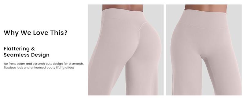 Sunzel Women's Butt Lifting Wide Leg Yoga Pants High Waist Tummy Control No Front Seam Straight Leg Workout Gym Bottoms