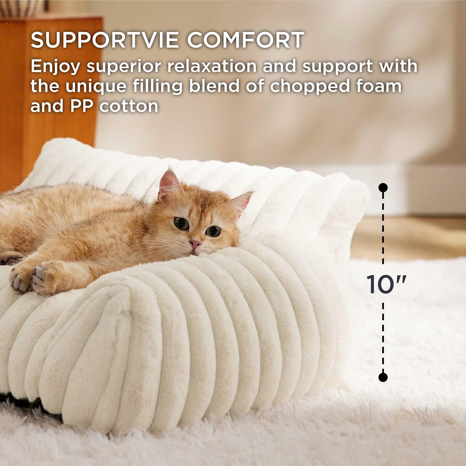 Cute Cat Couch for Pets - Fluffy Dog Bed Small Medium Size Dog with Premium Soft Corduroy Fleece, Pet Sofa with Removable Washable Cover, Supportive Couch Bed for Small Dogs， Four-Season Sleeping Basket Style Cat Bed, Shaped Beds