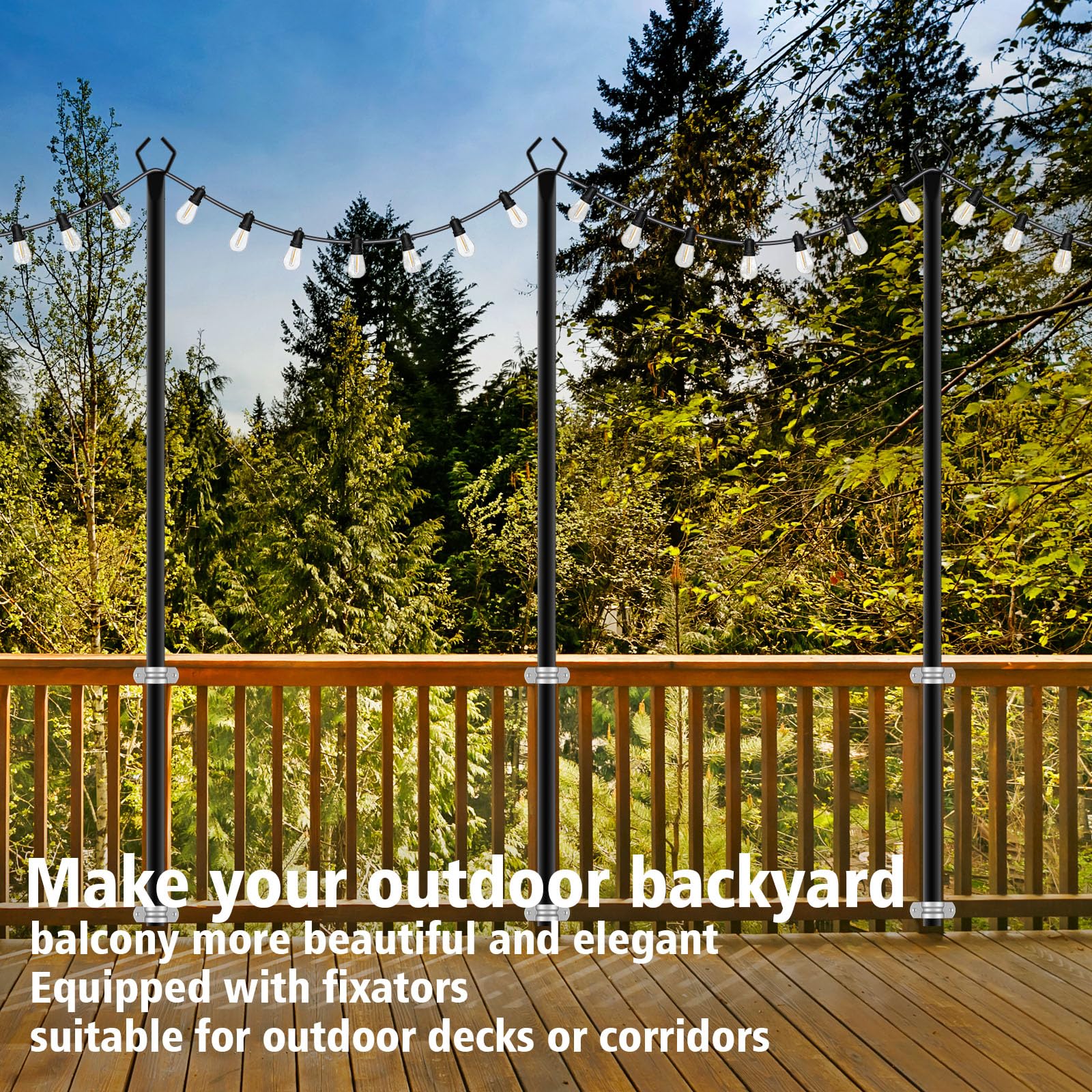 10Ft String Light Poles 4 Pack,Light Poles