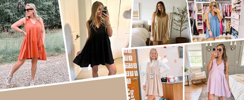 Tanming Women’s V-Neck Tank Sundress | Springfresh Casual Flowy Sleeveless A-line Mini Dress with Two Side Pockets, Layer with Mesh Tops on Chilly Days or Wear Alone for Spring,Summer Outfits