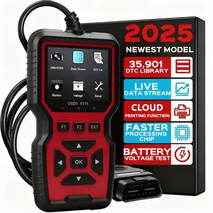 Car OBD2 Scanner Diagnostic Tool Code Reader, Car Voltage Tester Engine Fault Code Scanner, Charging Tester Diagnostic Tool For OBDII Protocol Cars V519-red