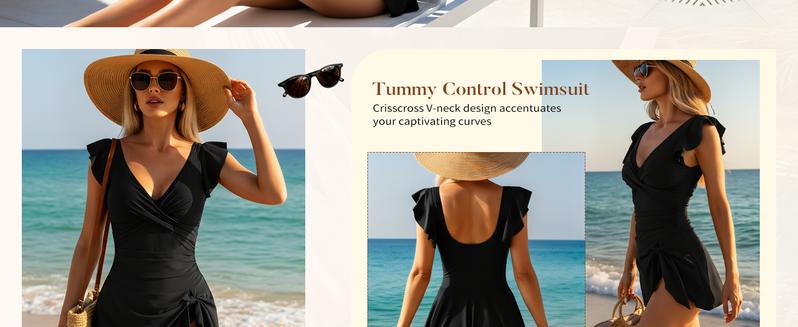 Aidonger One Piece Swimdress Tummy Control Ruffle Swimsuit for Women Tie Knot Swim Dresses V Neck Bathing Suit Skirt Swimmingsuits Aidonger One Piece Swimdress Tummy Control Ruffle Swimsuit for Women Tie Knot Swim Dresses V Neck Bathing Suit Skirt Swimmingsuits