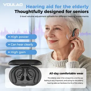 VOULAO Hearing Aid Wireless Earbuds, Earbud Fit Bluetooth Headphones, In Ear Hearing aid, Hearing Amplifiers for Seniors & Adults Hearing Loss with Digital Display Charging Case,Support  iOS/Android