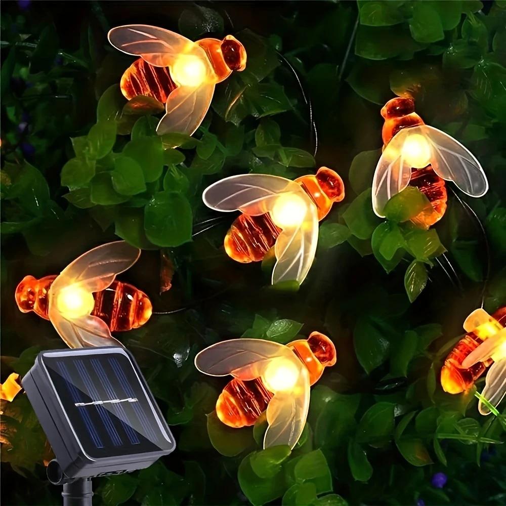 Solar 50pcs LED Bee String Lights - Cute Bee Garden Decoration for Wedding, Party, Christmas Tree and Home Yard - Warm Glowing Plastic Fairy Lights with Realistic Design, Garden Decoration Lighting | Whimsical Garden Lights | Outdoor Solar Decorations Solar 50pcs LED Bee String Lights - Cute Bee Garden Decoration for Wedding, Party, Christmas Tree and Home Yard - Warm Glowing Plastic Fairy Lights with Realistic Design, Garden Decoration Lighting | Whimsical Garden Lights | Outdoor Solar Decorations