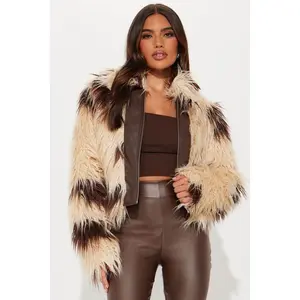 It's Your Moment Faux Fur Jacket - Cream/combo S