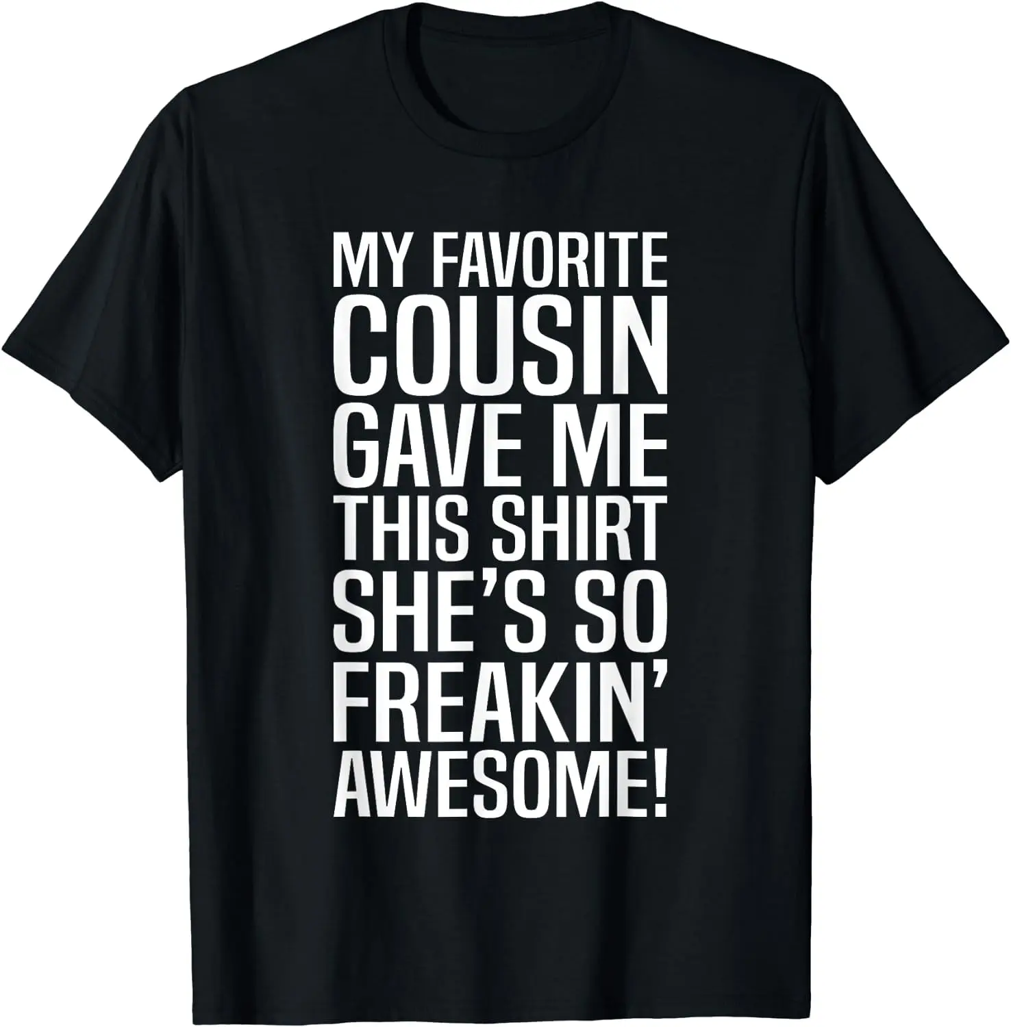 Men's Funny Cousin Graphic T-Shirt, Casual Fit Short Sleeve Menswear Top in 100% Cotton with Cooling Effect for Summer Wear, Graphic Print