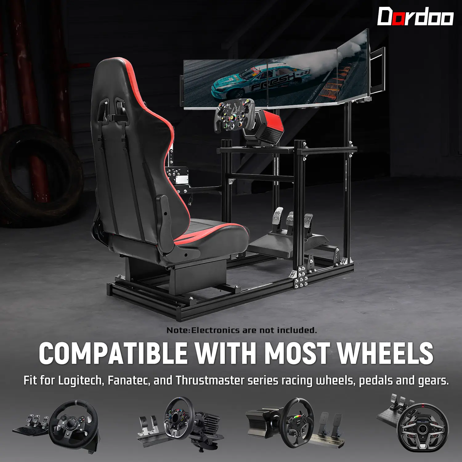 Dardoo 3060 Aluminum Racing Simulator Cockpit with Triple Monitor Mount ...