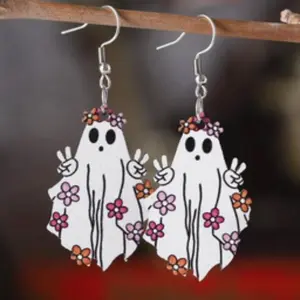 Wooden Ghost Earrings