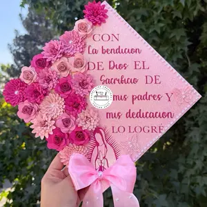 Pink Virgin Mary Graduation Cap