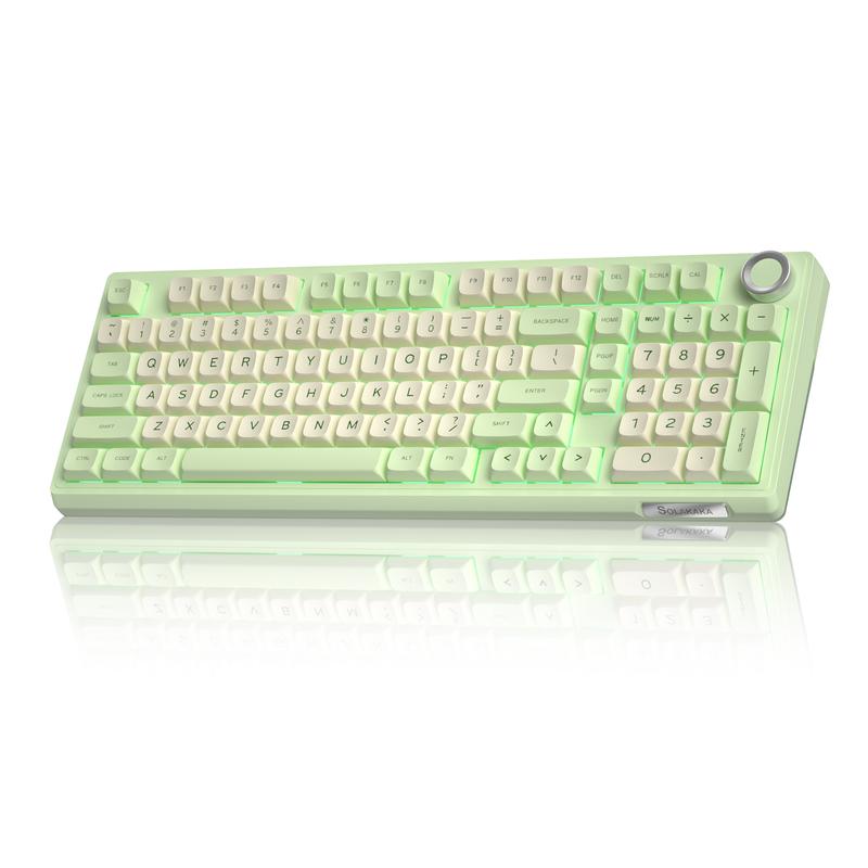 SOLAKAKA KI99 Pro Silent Wireless Mechanical Keyboard Quiet Switch Hot Swappable Silent Keyboard with RGB Backlit Gasket Structure Computer Gaming Keyboards Avocado Green