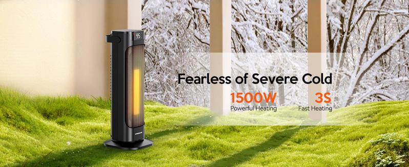 VAGKRI Space Heater, 1500W Portable Electric Heater with Thermostat, Remote, 3 Modes, Timer, Oscillating, Overheating & Tip-Over Protection, Fast Ceramic Heater for Bedroom Office Garage Indoor Use