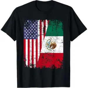 Summer t Shirts MEXICAN ROOTS | Half American Flag | MEXICO T-Shirt