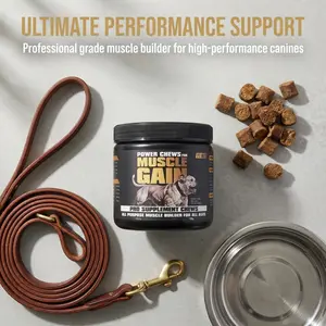 11-in-1 Muscle Gain Power Chews - High Protein Dog Supplement with Amino Acids - Healthy Treats for Puppy & Adult Dogs - Premium Muscle Builder for All Breeds - 120 Tasty Soft Dog Chews