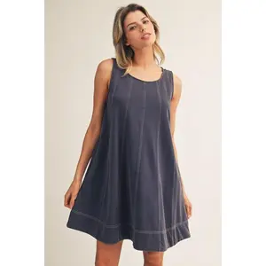 Jodifl Sleeveless Washed Casual Swing Dress with Pockets