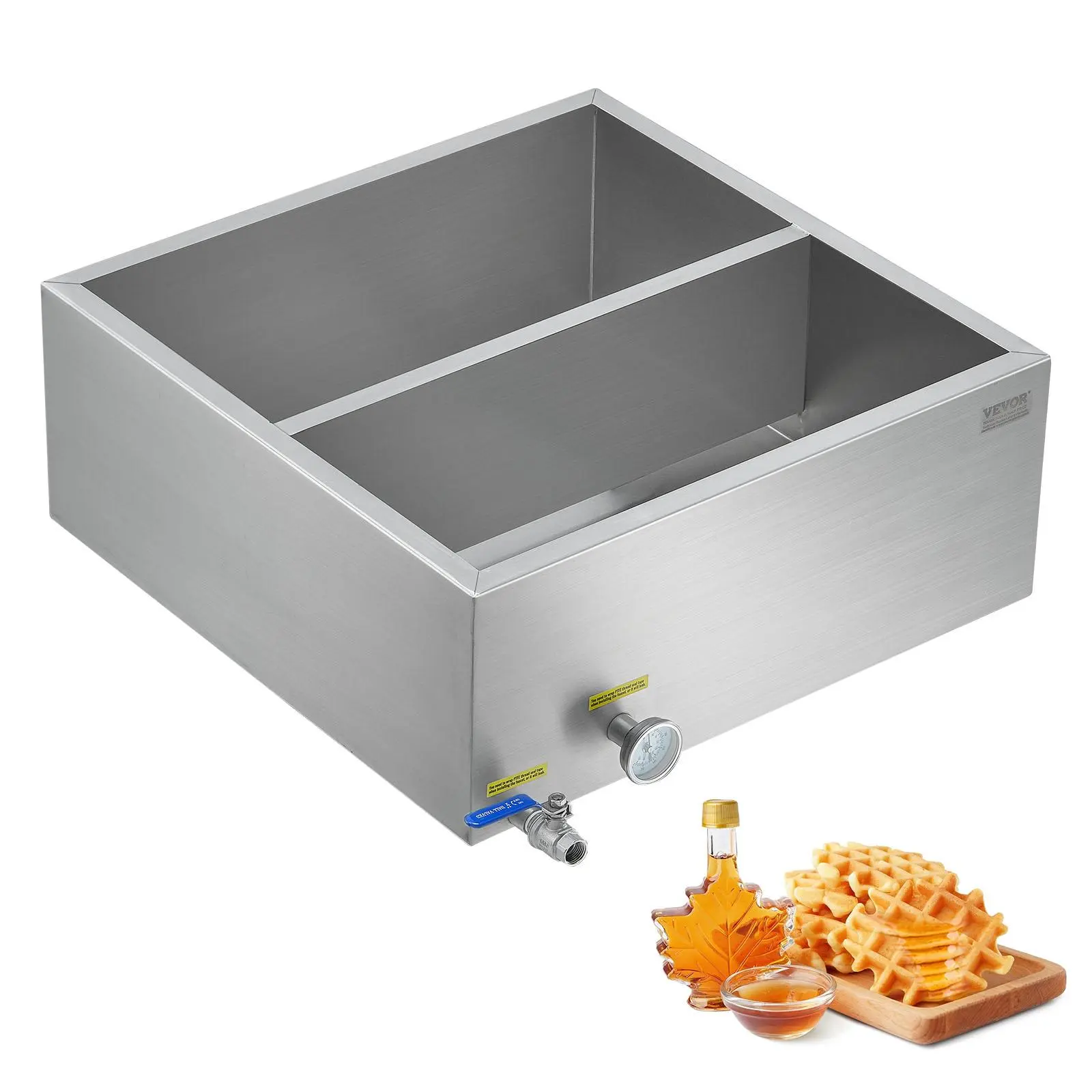 【DealsForYouDays】VEVOR Maple Syrup Evaporator Pan,  , 23.6 Gallon, 343 Cups of 8.8oz Maple Syrup, Flat Evaporator Pan with Thermometer, 1 Valve and 3 Heating Methods, 304 Stainless Steel Maple Syrup Pan for Home, Outdoor