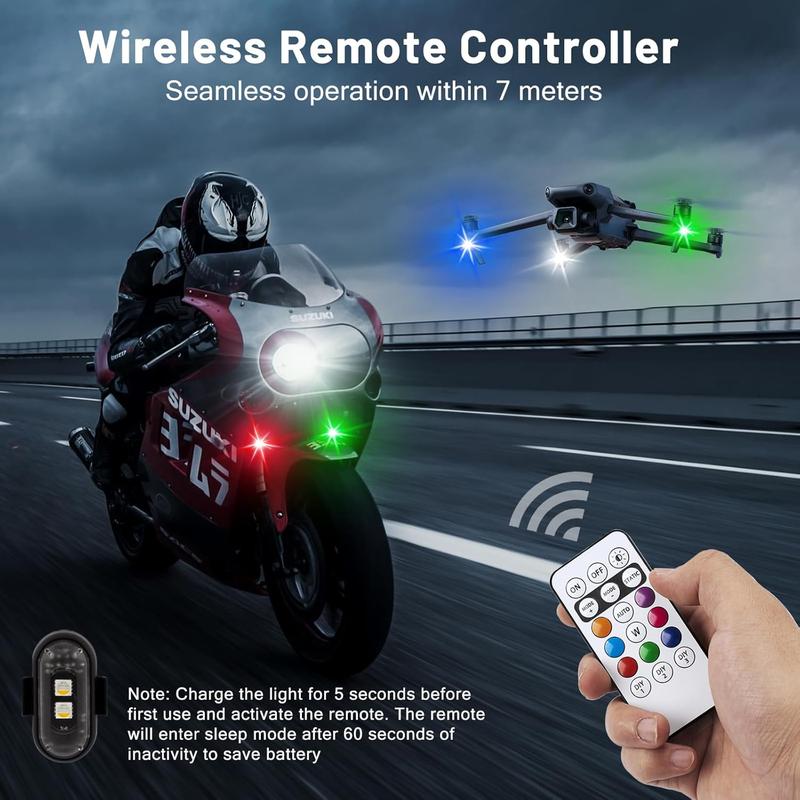 6PCS Wireless Led Strobe Lights with Remote Control 8 Colors USB Rechargeable Waterproof Emergency Lights Rock Light Flashing Light for Car Motorcycle Aircraft Scooter Truck Drone Vehicle