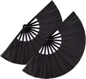2 Pcs 13 inch Large Folding Hand Fans Rave Fan Cloth Popping Clacking Fans, Foldable for Line Dancing Boots on The Ground Festival Outdoor Wedding Party Decoration