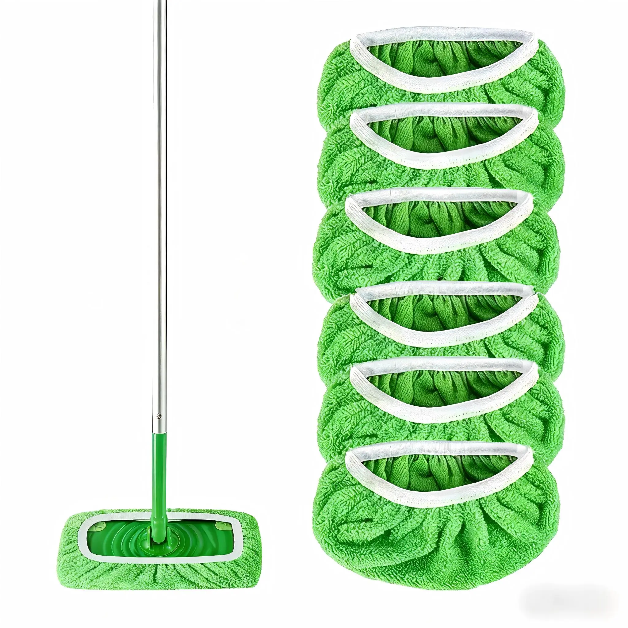 6Pcs Reusable Washable Microfiber Mop Cover Refills - 10-12 in Rectangular Shape, Water-Absorbent Pads for Hard Floor Cleaning, Compatible with Swiffer Sweeper (Handle Not Included)